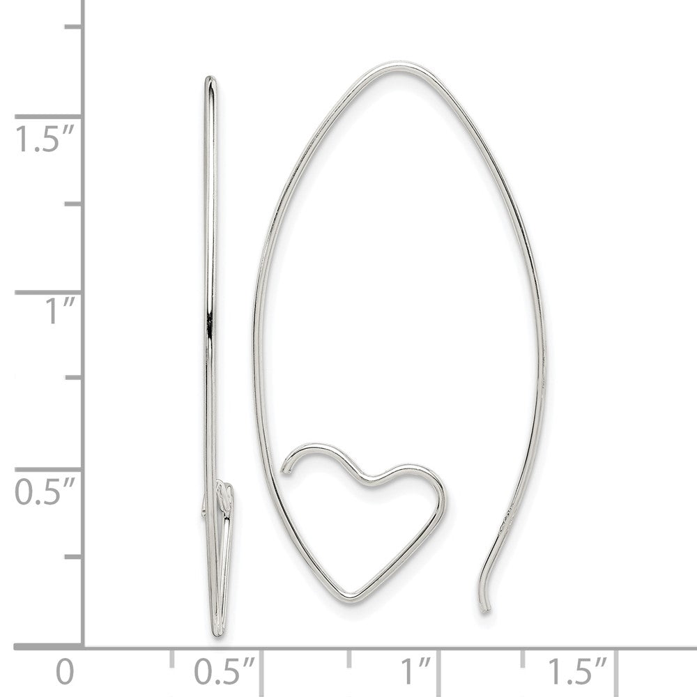 Sterling Silver Rhodium-plated Heart Threader Earrings - 2