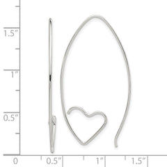 Sterling Silver Rhodium-plated Heart Threader Earrings - 2