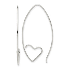 Sterling Silver Rhodium-plated Heart Threader Earrings - 2