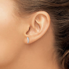 Sterling Silver Rhodium-plated Polished CZ Curved Wedge Post Earrings
