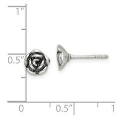 Sterling Silver Oxidized Flower Post Earrings - 2