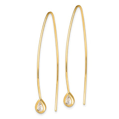 Sterling Silver Gold-tone CZ Threader Earrings - 2