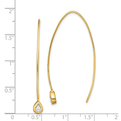 Sterling Silver Gold-tone CZ Threader Earrings - 2