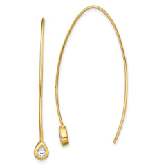 Sterling Silver Gold-tone CZ Threader Earrings - 2