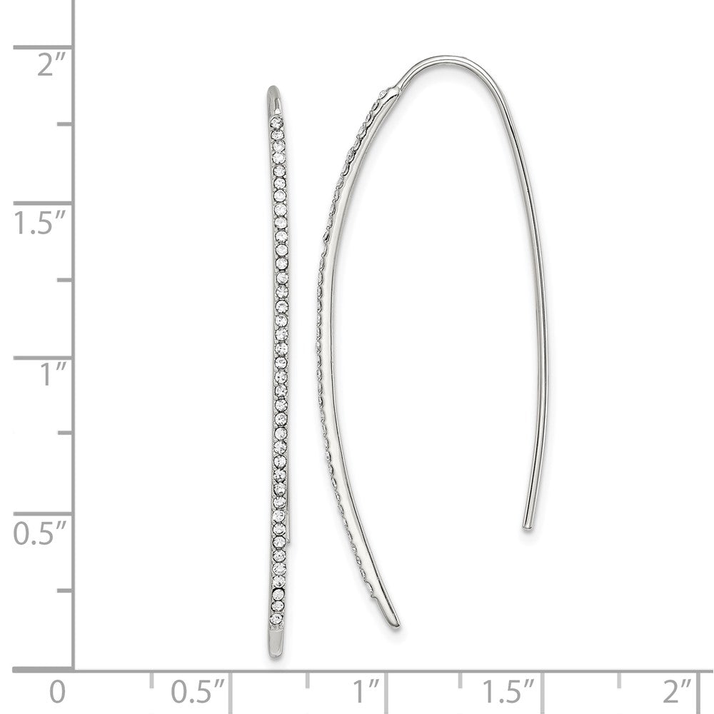 Sterling Silver Rhodium-plated Crystal Threader Dangle Earrings