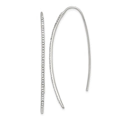 Sterling Silver Rhodium-plated Crystal Threader Dangle Earrings