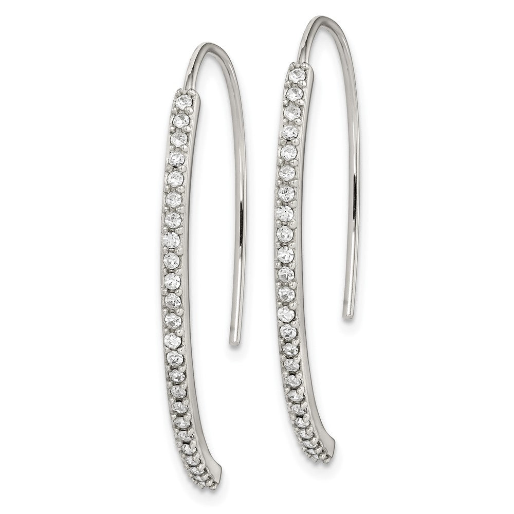 Sterling Silver Rhodium-plated Crystal Threader Dangle Earrings - 2