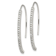 Sterling Silver Rhodium-plated Crystal Threader Dangle Earrings - 2