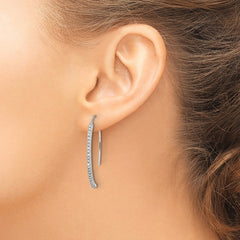 Sterling Silver Rhodium-plated Crystal Threader Dangle Earrings - 2