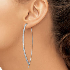 Sterling Silver Rhodium-plated CZ Threader Earrings
