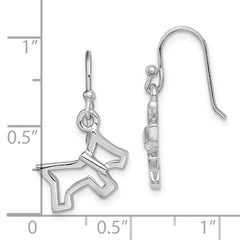 Sterling Silver Rhodium-plated Dog Dangle Earrings