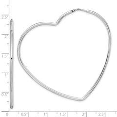 Sterling Silver Rhodium-Plated 2mm Heart Hoop Earrings - 2