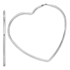 Sterling Silver Rhodium-Plated 2mm Heart Hoop Earrings - 2