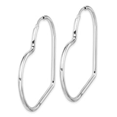 Sterling Silver Rhodium-Plated 2mm Heart Hoop Earrings - 3