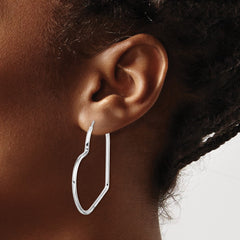 Sterling Silver Rhodium-Plated 2mm Heart Hoop Earrings - 3