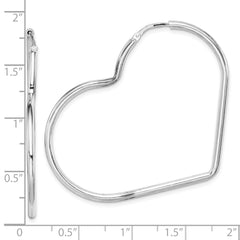 Sterling Silver Rhodium-Plated 2mm Heart Hoop Earrings - 3