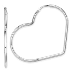 Sterling Silver Rhodium-Plated 2mm Heart Hoop Earrings - 3