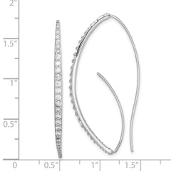 Sterling Silver Rhodium-plated CZ Threader Earrings - 3