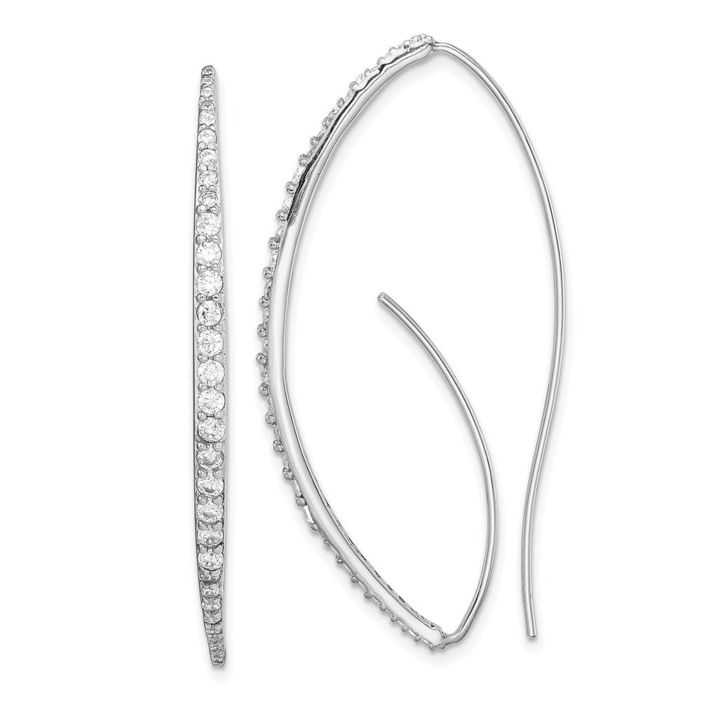 Sterling Silver Rhodium-plated CZ Threader Earrings - 3