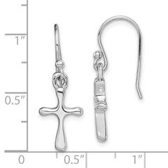 Sterling Silver Rhodium-plated Polished Cross Dangle Earrings - 3