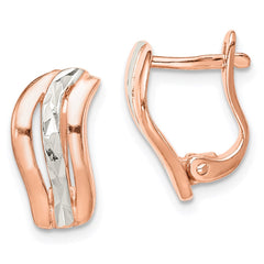 Sterling Silver Rose Tone and Diamond Cut Hoop Earrings