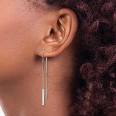 Sterling Silver Rhodium-plated CZ Threader Earrings - 5