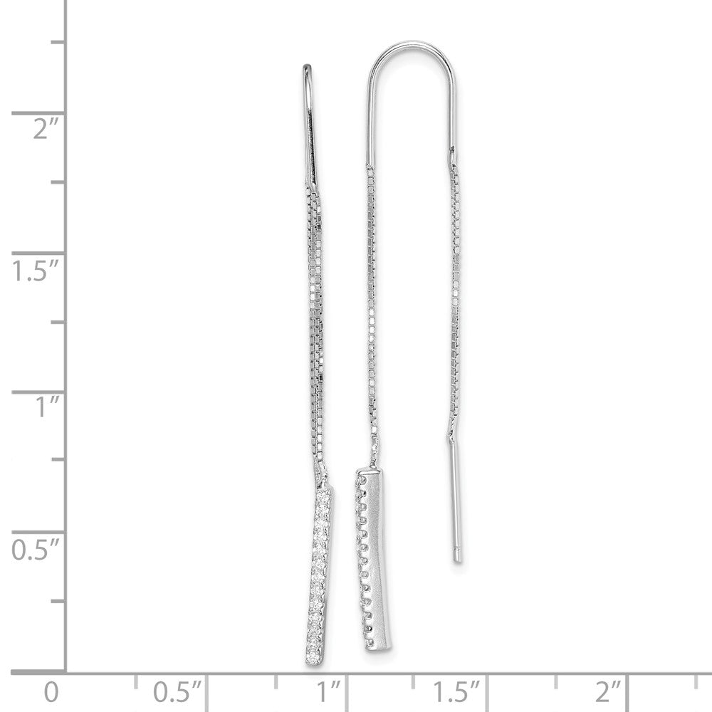 Sterling Silver Rhodium-plated CZ Threader Earrings - 5