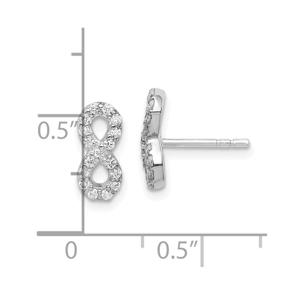 Sterling Silver Rhodium-plated Polished CZ Infinity Post Earrings - 2