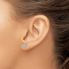 Sterling Silver Rhodium-plated Polished CZ Snowflake Post Earrings - 2