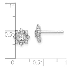 Sterling Silver Rhodium-plated Polished CZ Snowflake Post Earrings - 2