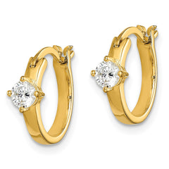 Sterling Silver Gold-tone Square CZ Hoop Earrings