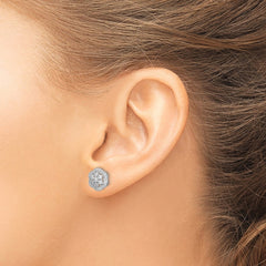 Sterling Silver Rhodium-plated Polished CZ Flower Post Earrings - 2