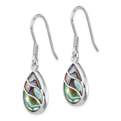Sterling Silver Rhodium-plated Polished Abalone Teardrop Dangle Earrings - 2