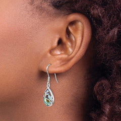 Sterling Silver Rhodium-plated Polished Abalone Teardrop Dangle Earrings - 2
