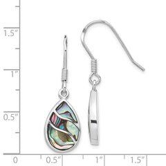 Sterling Silver Rhodium-plated Polished Abalone Teardrop Dangle Earrings - 2