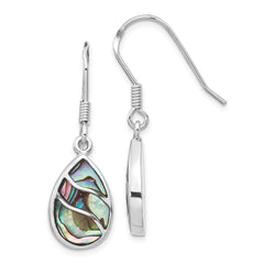 Sterling Silver Rhodium-plated Polished Abalone Teardrop Dangle Earrings - 2