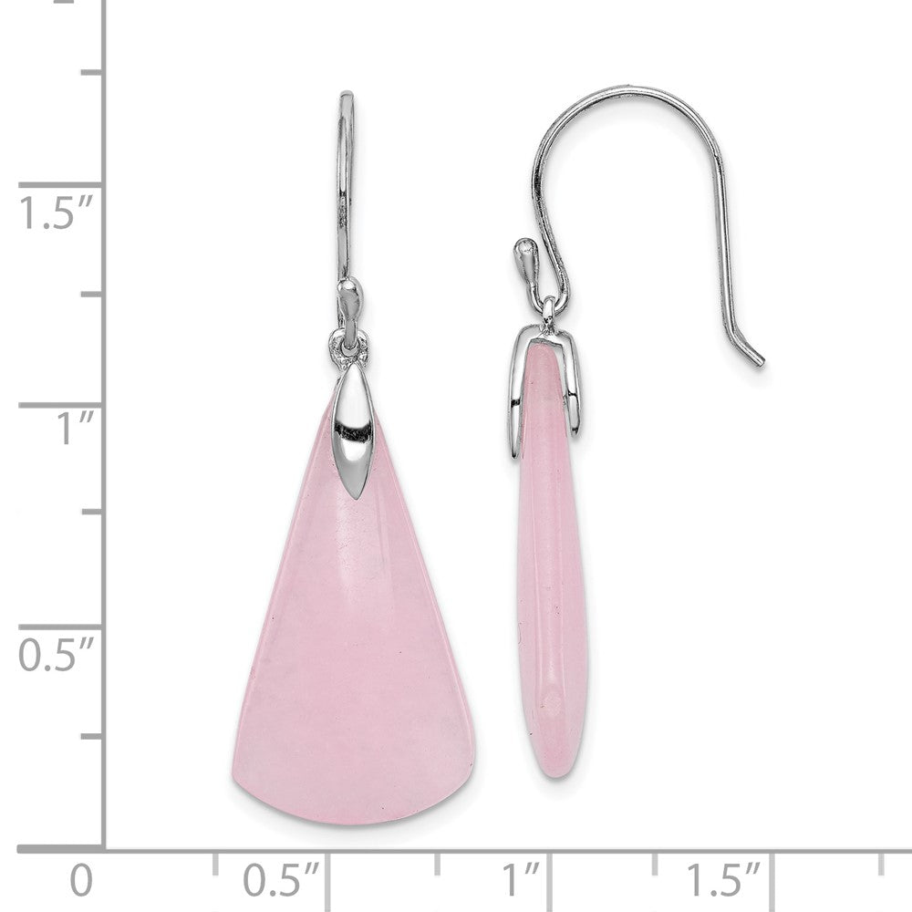 Sterling Silver Rhodium-plated Dyed Pink Quartz Dangle Earrings