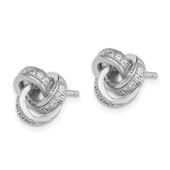 Sterling Silver Rhodium-plated Polished CZ Love Knot Post Earrings - 2