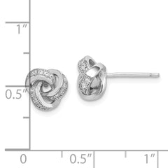 Sterling Silver Rhodium-plated Polished CZ Love Knot Post Earrings - 2