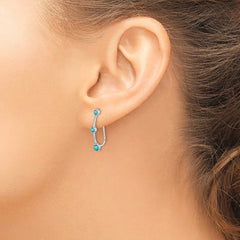 Sterling Silver Rhodium-plated Created Turquoise Ear Climber Earrings
