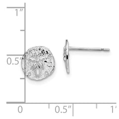 De-Ani Sterling Silver Rhodium-Plated Polished Mini Sand Dollar Post Earrings
