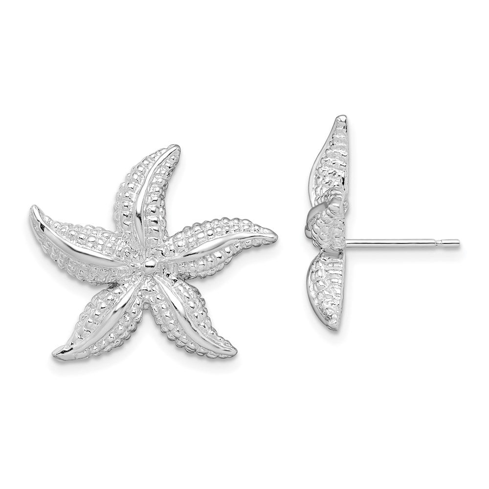 De-Ani Sterling Silver Rhodium-Plated Polished Starfish Post Earrings - 4