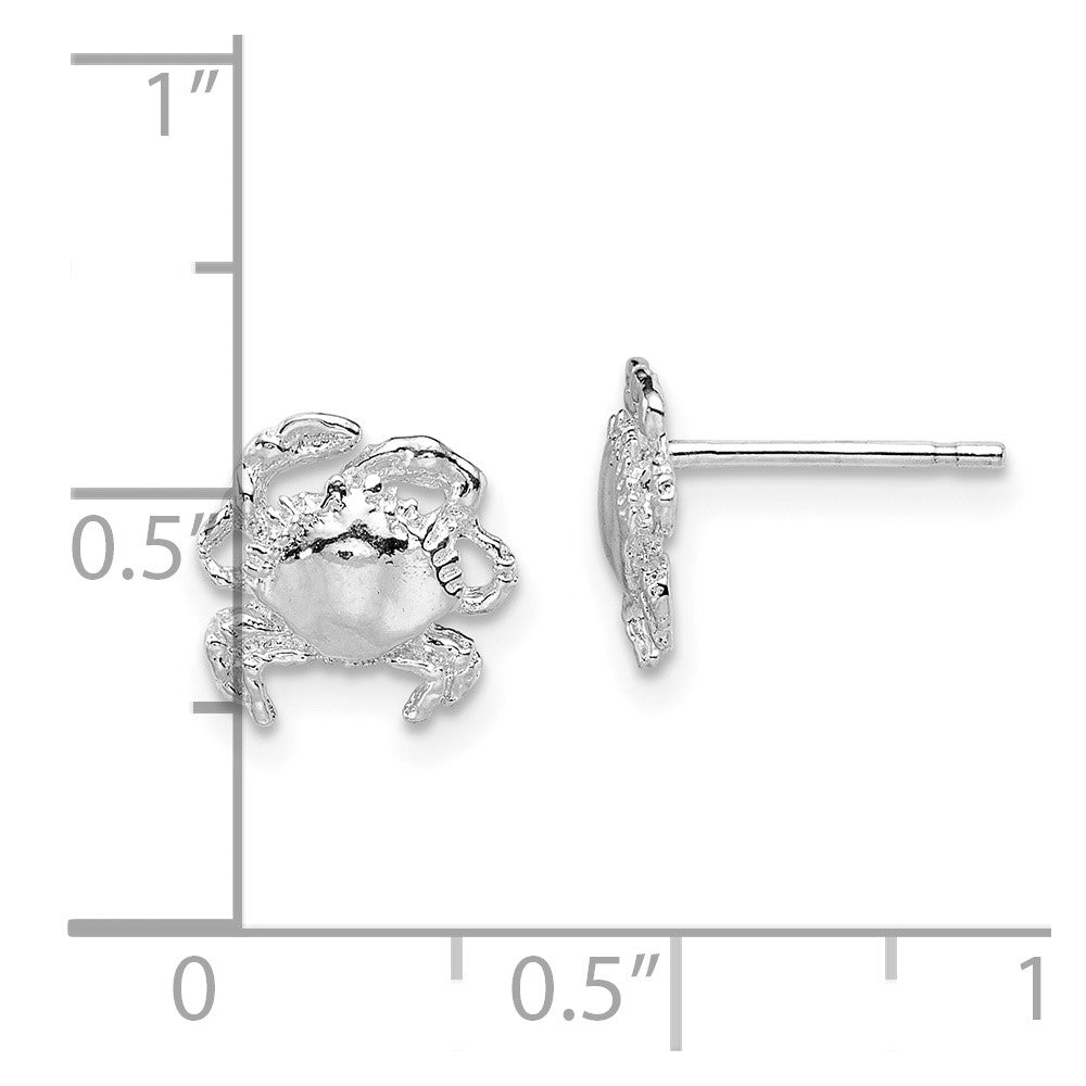 De-Ani Sterling Silver Rhodium-Plated Polished Crab Post Earrings