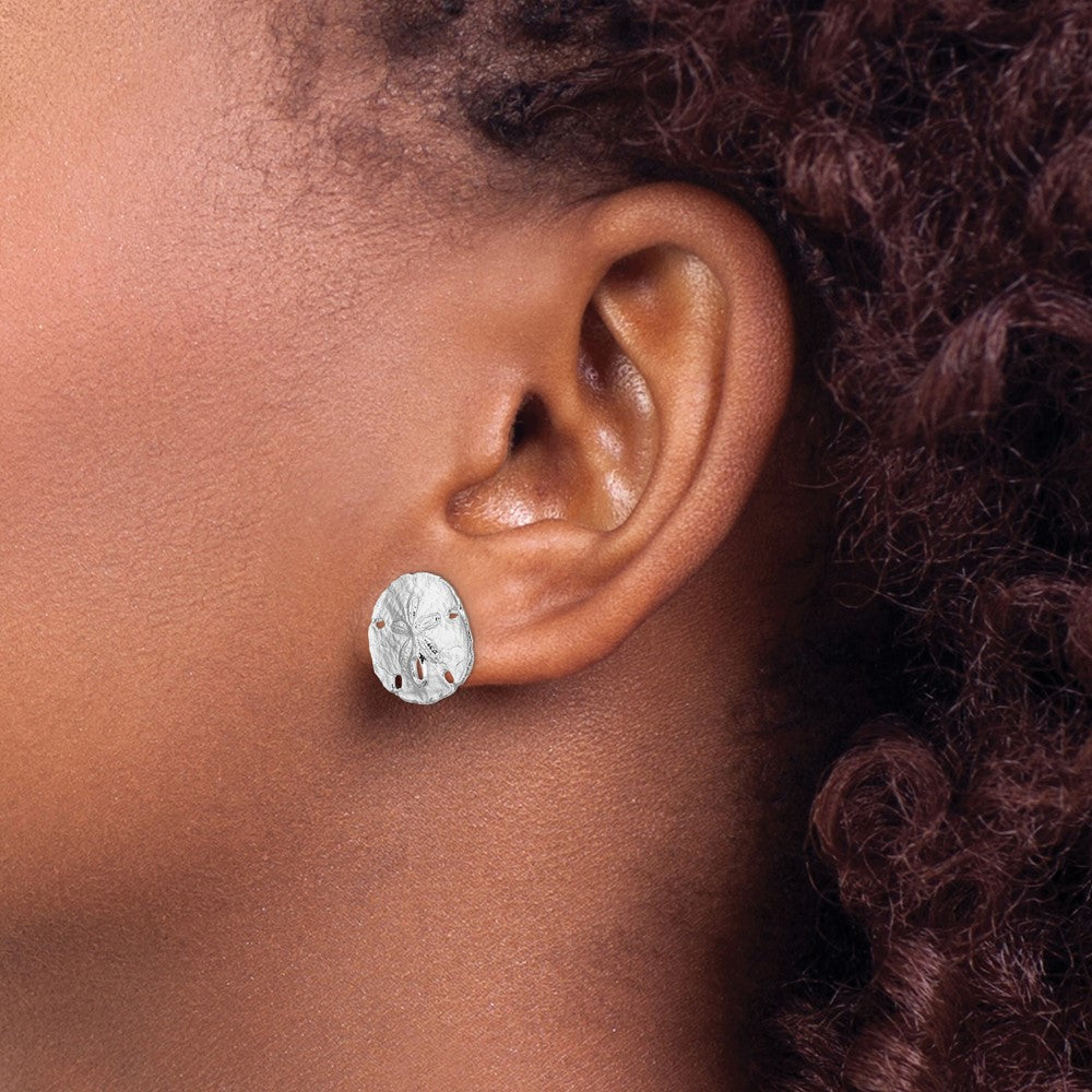 De-Ani Sterling Silver Rhodium-Plated Polished Sand Dollar Post Earrings - 2