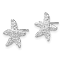De-Ani Sterling Silver Rhodium-Plated Polished Starfish Post Earrings - 2