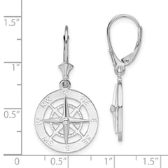 De-Ani Sterling Silver Rhodium-Plated Polished Compass Leverback Earrings