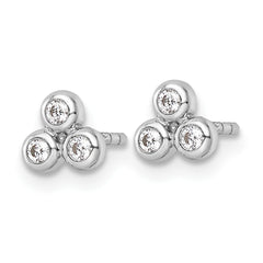 Sterling Silver RH Polished CZ Post Earrings
