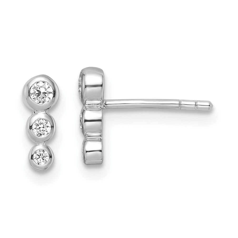 Sterling Silver RH Polished CZ Post Earrings - 2