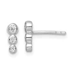 Sterling Silver RH Polished CZ Post Earrings - 2