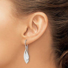 Sterling Silver RH plate Brushed and Polished Dangle Shephard Hook Earrings
